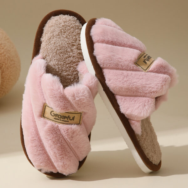 Women's Fur Fall And Winter Outer Wear Non-slip Indoor Platform Home Cotton Slippers - Image 8
