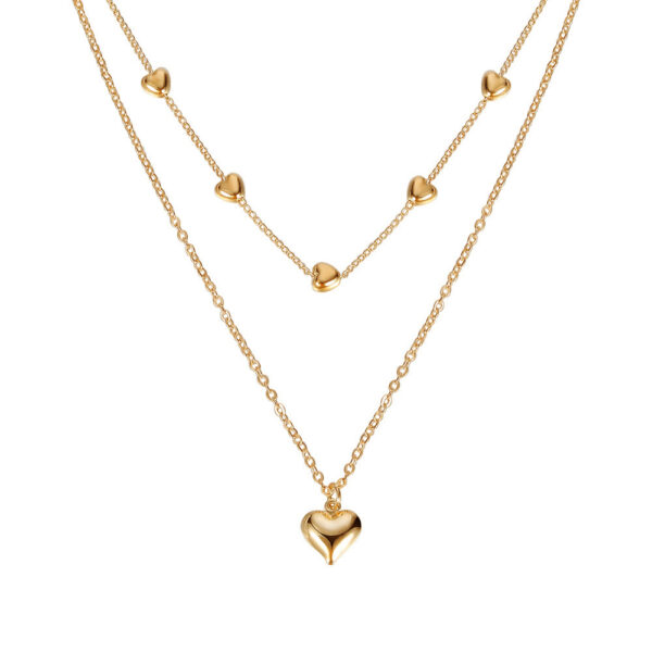 Double-layer Mixed Color Hip Hop Love Necklace - Image 3