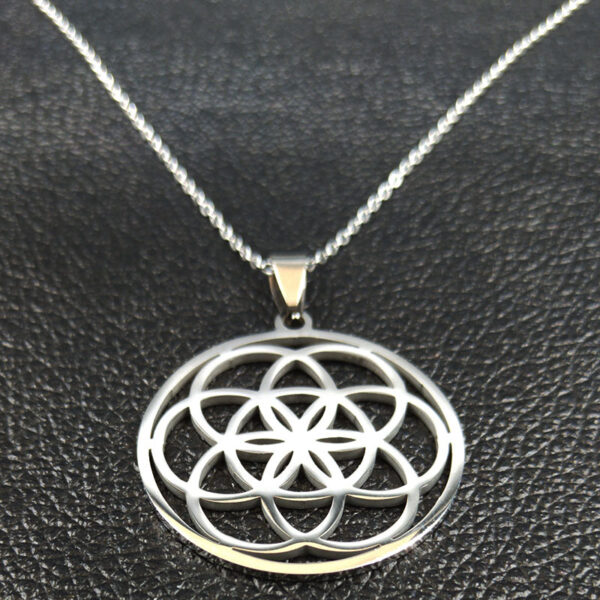 Hollow Circle Ring Pendant Flower Of Life Sacred Geometric Clavicle Chain Necklace - Image 7