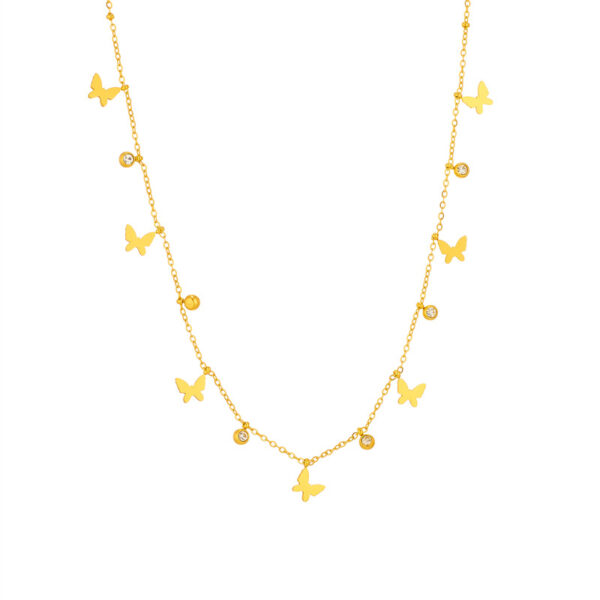 Stainless Steel Multi-heart Diamond Pendant Necklace - Image 4