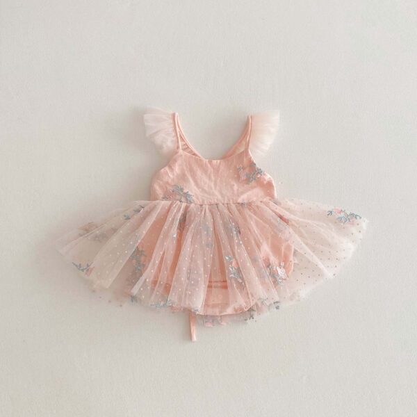 Sleeveless Lace Embroidered Romper For Children - Image 7