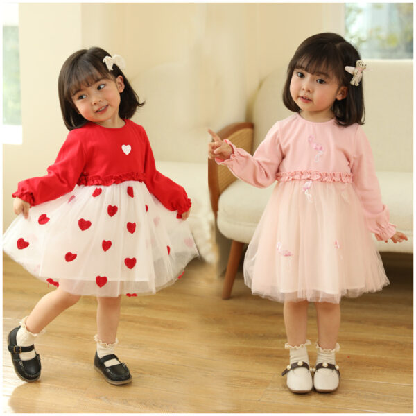 Cute Princess Dress Children's Clothing Puff Mesh Long Sleeve - Image 5