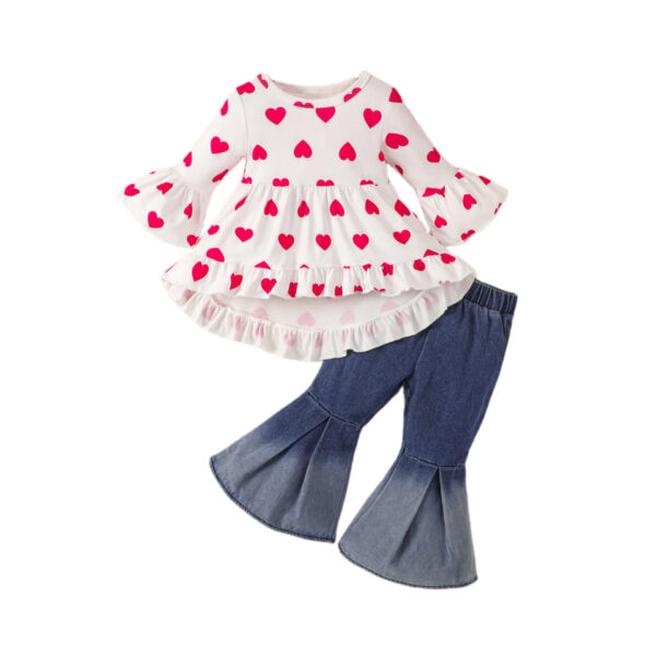 Autumn New Heart Printing Long Sleeve Top Suit - Image 2