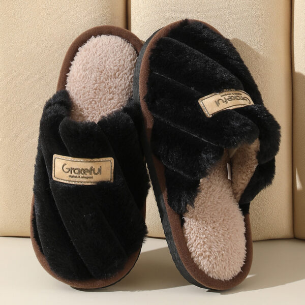 Women's Fur Fall And Winter Outer Wear Non-slip Indoor Platform Home Cotton Slippers - Image 6