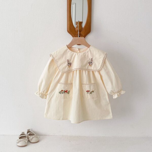 Cartoon Rabbit Embroidery Korean Girls Dress - Image 4
