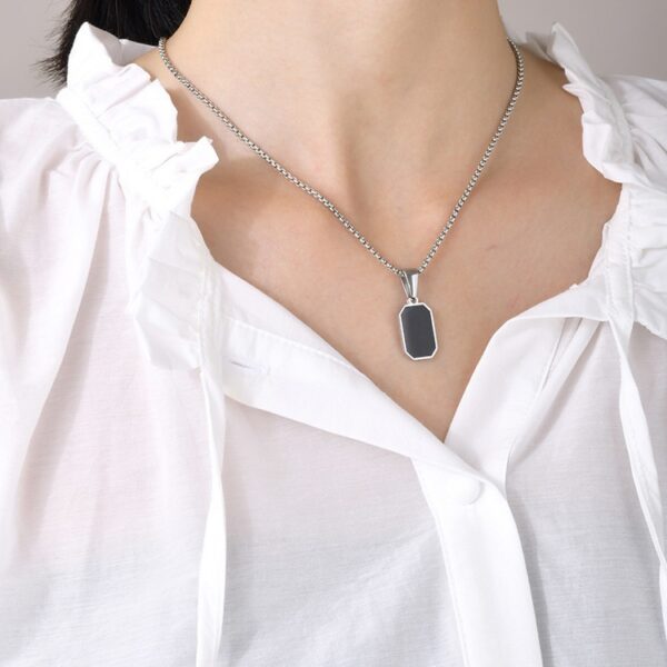 Titanium Steel Necklace Women's Stainless Steel Epoxy Geometric Pendant Necklace - Image 4