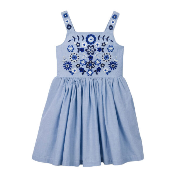 Children's Embroidered Flower Cotton Sleeveless Dress - Image 6