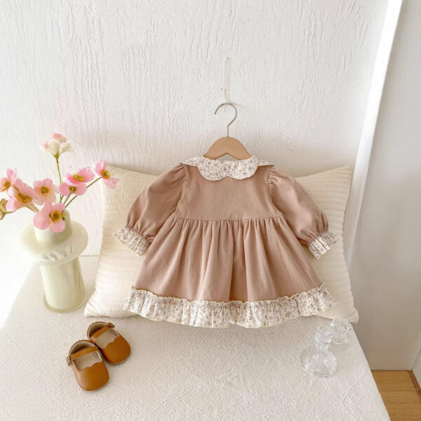 Long Sleeve Floral Lace Lapel Girl Dress - Image 4