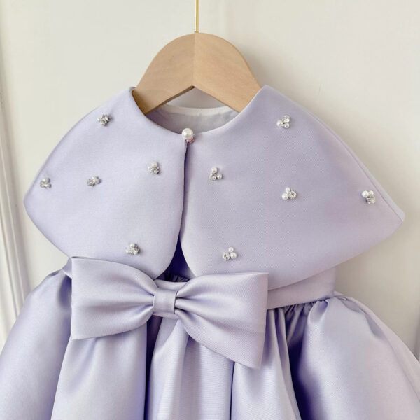 Fashion Satin Purple Girls Dress - Image 4