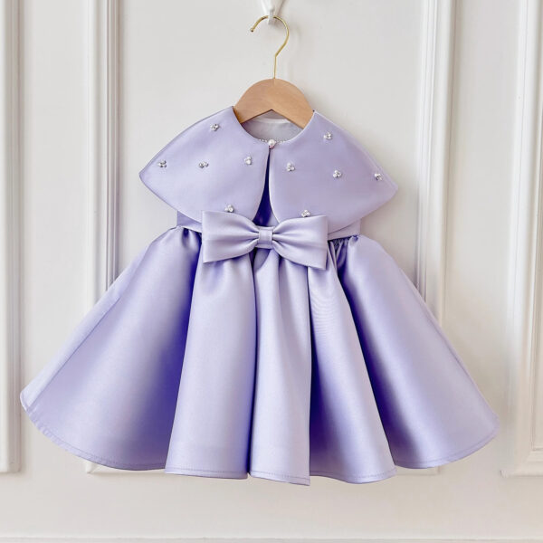 Fashion Satin Purple Girls Dress - Image 2