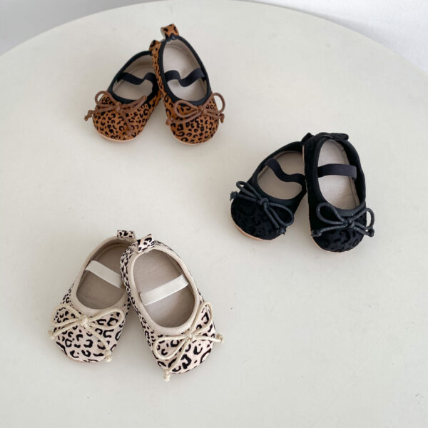 Spring And Autumn Infant Baby Girl Soft Bottom Toddler Shoes Hu Die Knot Leopard Print Round Toe Shoes - Image 7