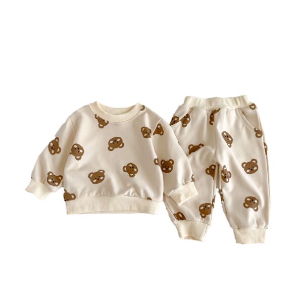 Baby Clothes Suit Cotton Round Neck Bear Cartoon Sweater - Image 3
