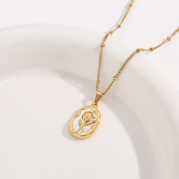 Titanium Steel Flower Pendant Retro Affordable Luxury Rose Necklace For Women - Image 4
