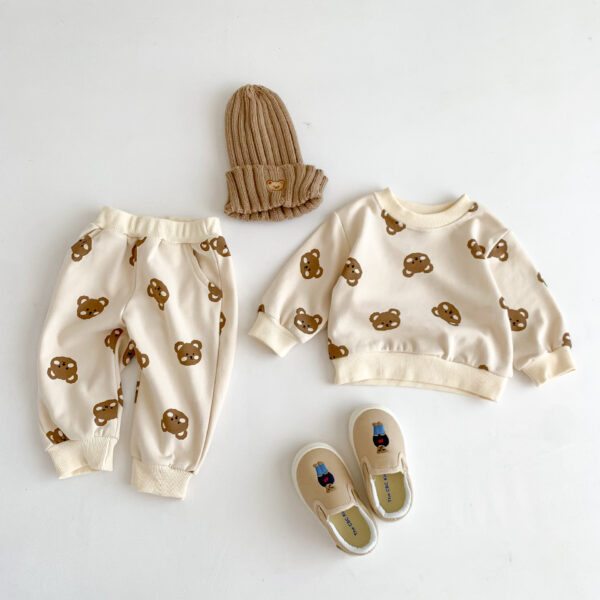 Baby Clothes Suit Cotton Round Neck Bear Cartoon Sweater - Image 4