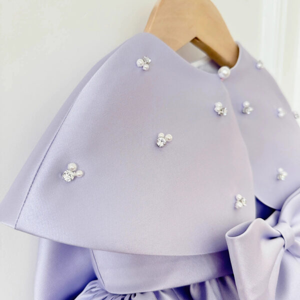 Fashion Satin Purple Girls Dress - Image 6