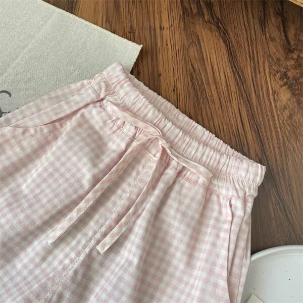 Sweet Plaid Flared Wide Leg Pants Ruffled Two-piece Set - Image 3
