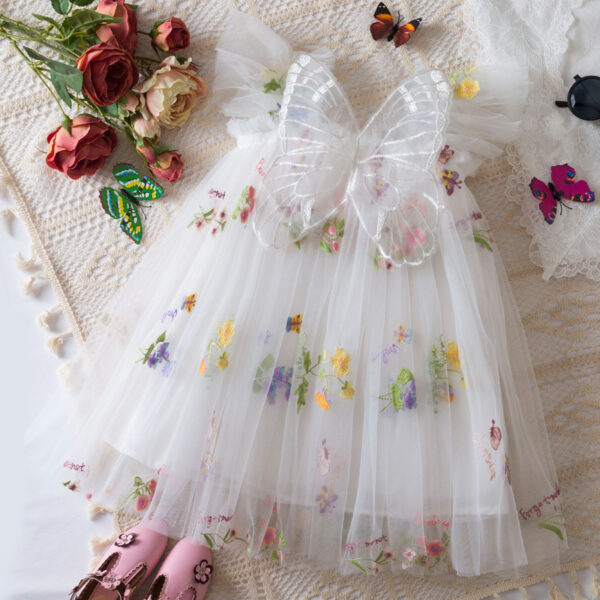 Korean Flower Embroidery Girls' Chiffon Skirt - Image 8