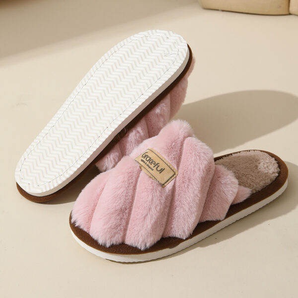 Women's Fur Fall And Winter Outer Wear Non-slip Indoor Platform Home Cotton Slippers - Image 2
