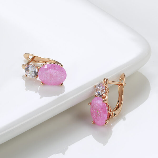 Rose Gold Ear Ring Zircon Sweet Peach - Image 2
