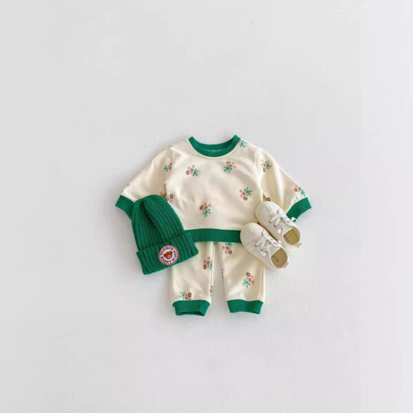 Baby Western Style Small Flower Suit Long Sleeve Pants - Image 3