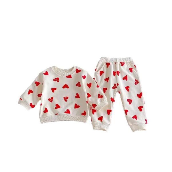 Colored Loving Heart Fashionable Sweater Baby Comfortable Two-piece Suit - Image 4