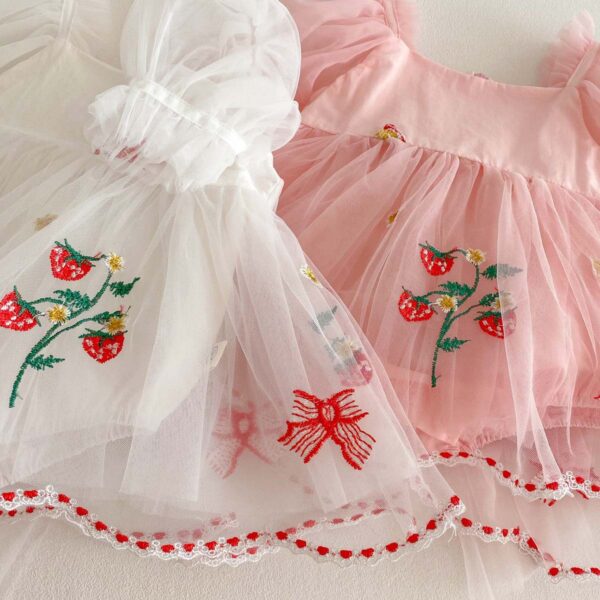 Baby Girl Embroidered Bow Mesh Princess Dress - Image 7