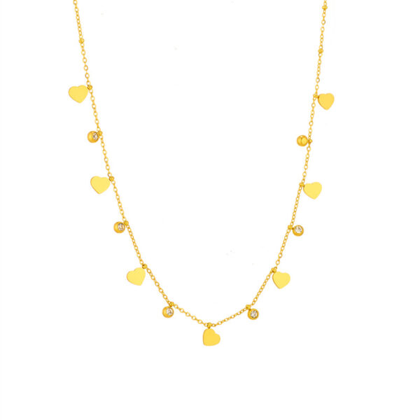 Stainless Steel Multi-heart Diamond Pendant Necklace - Image 2