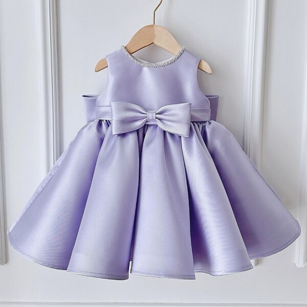 Fashion Satin Purple Girls Dress - Image 7