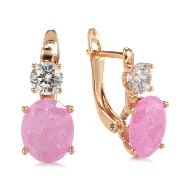 Rose Gold Ear Ring Zircon Sweet Peach - Image 3