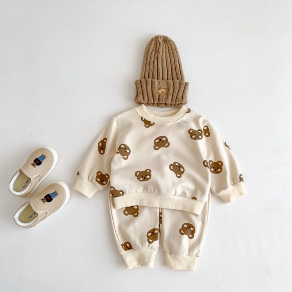 Baby Clothes Suit Cotton Round Neck Bear Cartoon Sweater - Image 2