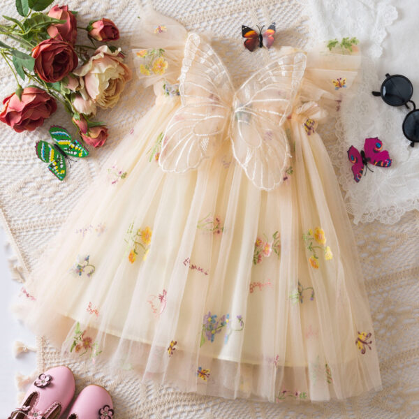 Korean Flower Embroidery Girls' Chiffon Skirt - Image 4