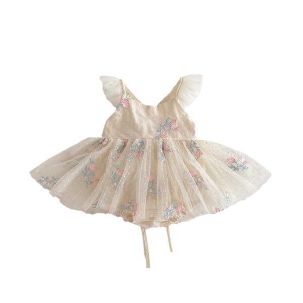 Sleeveless Lace Embroidered Romper For Children - Image 4