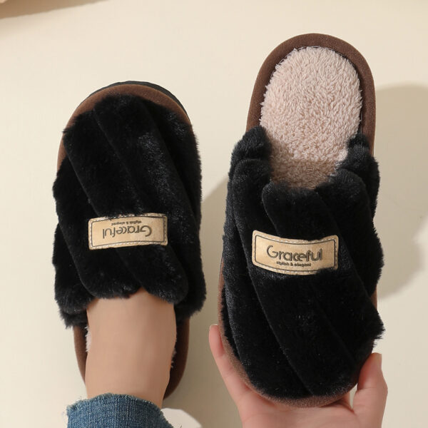 Women's Fur Fall And Winter Outer Wear Non-slip Indoor Platform Home Cotton Slippers - Image 7