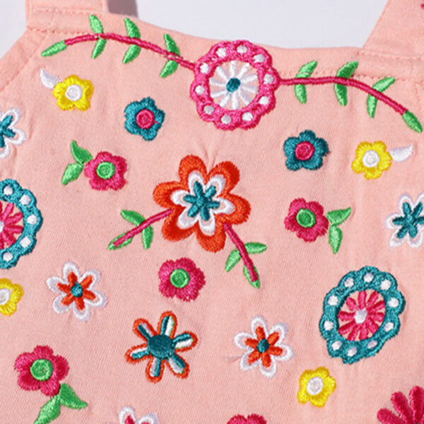 Children's Embroidered Flower Cotton Sleeveless Dress - Image 7