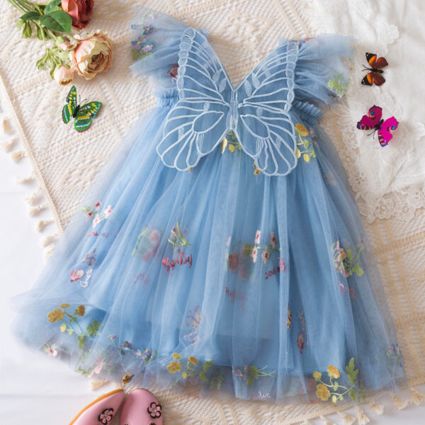 Korean Flower Embroidery Girls' Chiffon Skirt - Image 2