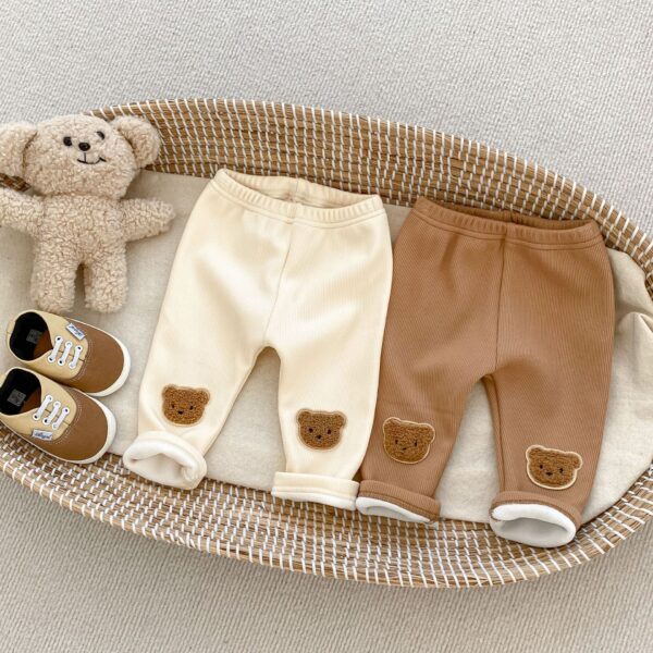 Comfortable Cute Bear Three-dimensional Embroidered Leisure Warm-keeping Pants