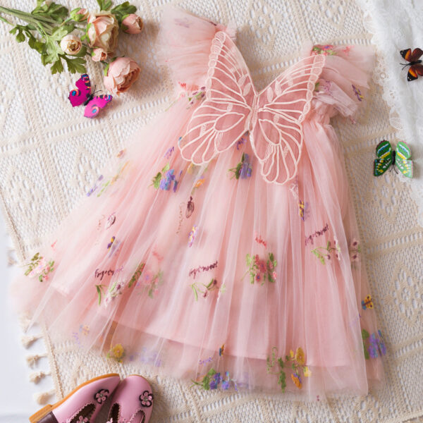 Korean Flower Embroidery Girls' Chiffon Skirt - Image 5
