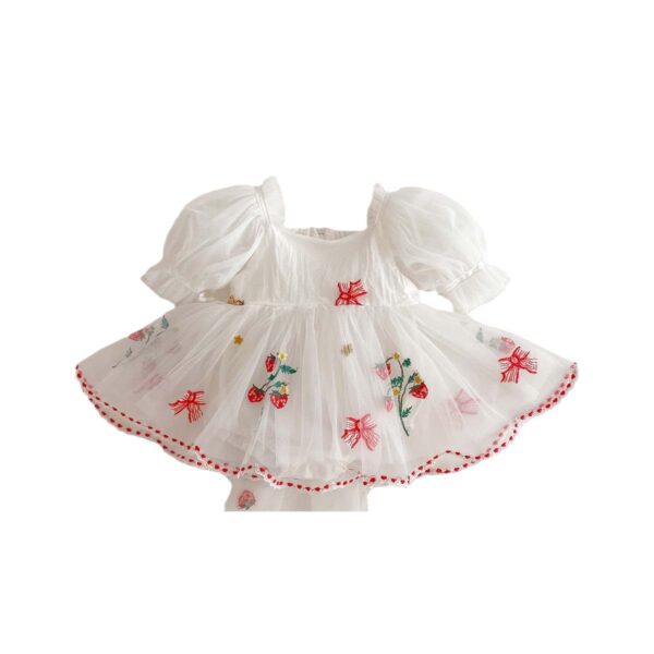 Baby Girl Embroidered Bow Mesh Princess Dress - Image 5