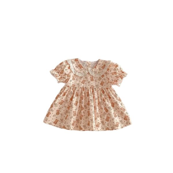 Bear Floral Girl's Dress Western Style Leisure Skirt - Image 3