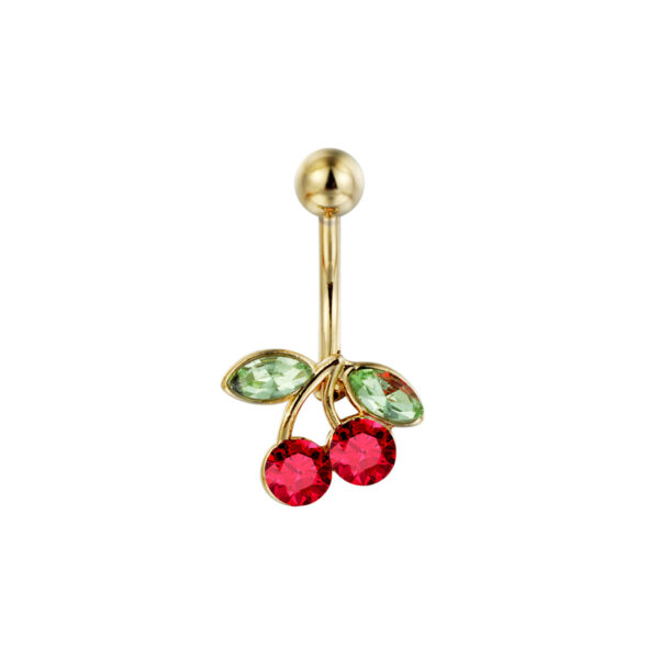 Belly Ring Cherry Zircon Belly Stainless Steel Rod Anti-allergy Human Body Piercing Accessories - Image 3