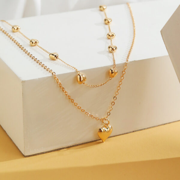 Double-layer Mixed Color Hip Hop Love Necklace - Image 5