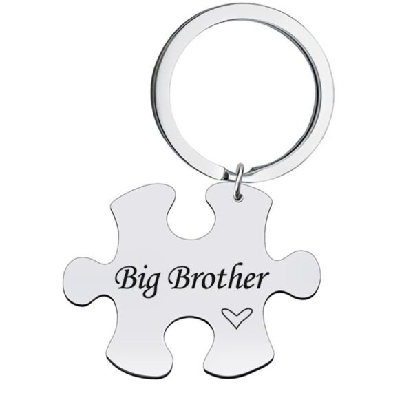 Stainless Steel Puzzle Keychain Big Brother Little Sister - Image 4