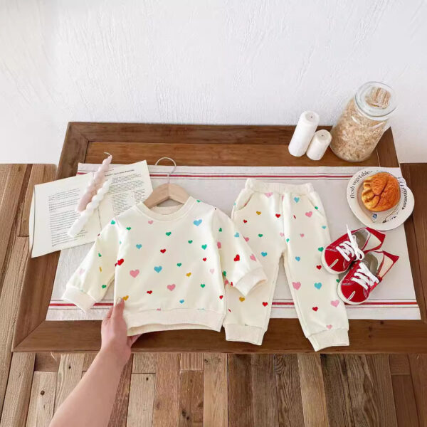 Colored Loving Heart Fashionable Sweater Baby Comfortable Two-piece Suit - Image 7