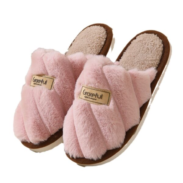 Women's Fur Fall And Winter Outer Wear Non-slip Indoor Platform Home Cotton Slippers - Image 3