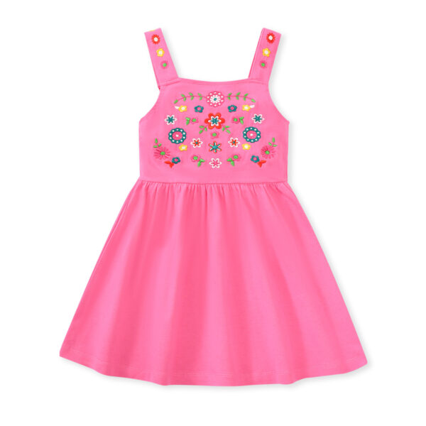 Children's Embroidered Flower Cotton Sleeveless Dress - Image 9