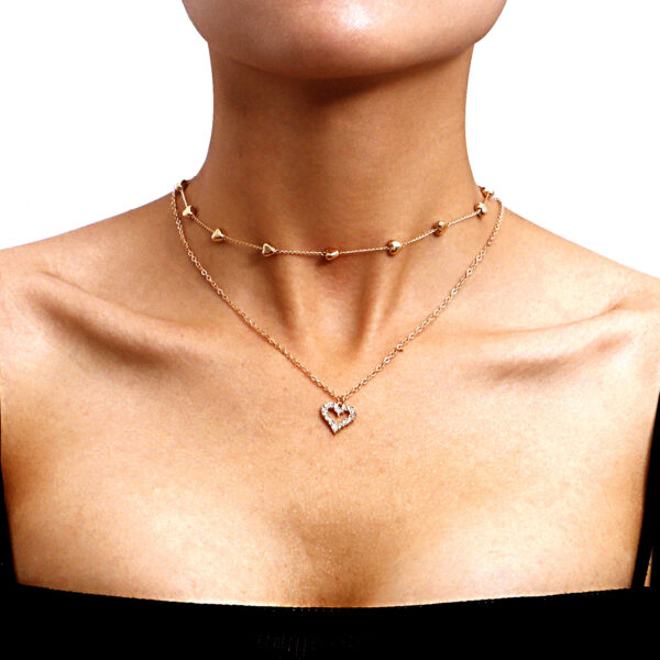 Double-layer Mixed Color Hip Hop Love Necklace - Image 4