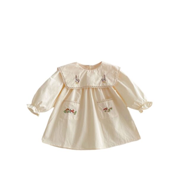 Cartoon Rabbit Embroidery Korean Girls Dress - Image 3