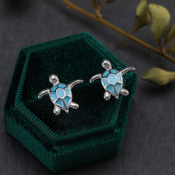 Marine Animal Series Turtle Copper Stud Earrings - Image 3