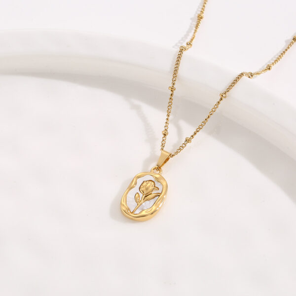 Titanium Steel Flower Pendant Retro Affordable Luxury Rose Necklace For Women - Image 5