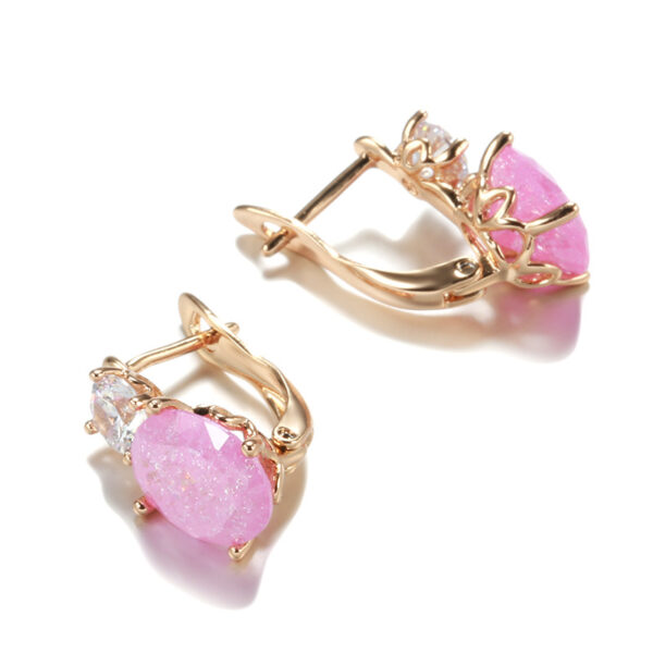 Rose Gold Ear Ring Zircon Sweet Peach - Image 6